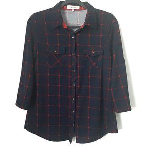 Eden & Olivia Dark Blue/Red Button Down Shirt, S